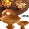 Skandynawski drewnopodobny pojemnik na słodycze i przekąski na wysokiej nóżce, talerz na suszone owoce, domowy organizer na biurko