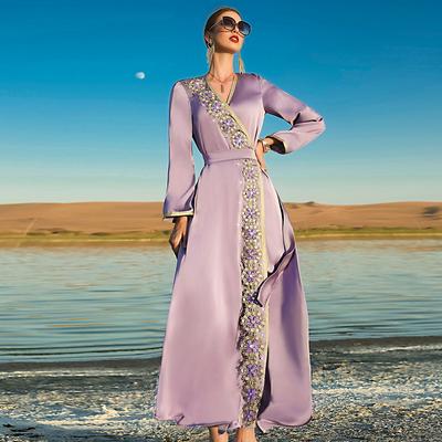 Women's Clothes Heavy Hand Stitched Rhinestone Muslim Dress Belt Dubai Abaya