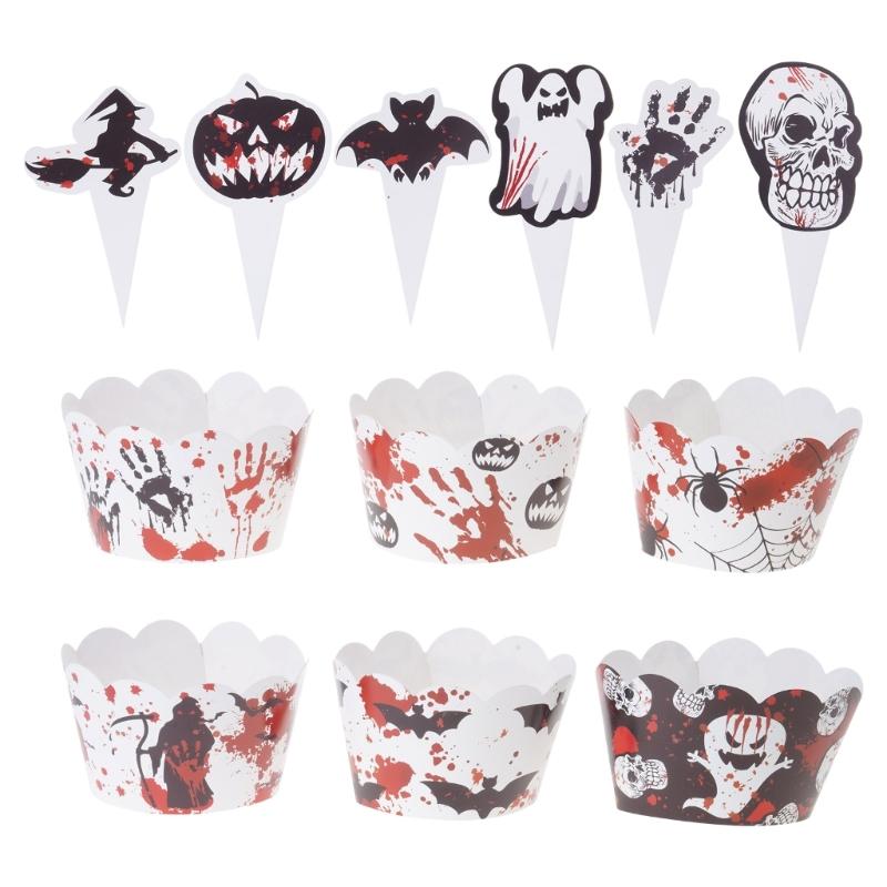 Halloween Cupcake Wraps Cheese Marker for Cheeseplate Appetizers Sandwiches Cupcake Muffin Wraps Party Supplies