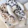 Cozy Skin Friendly Spotted Bucket Cap Thick Warm Plush Neck Warmer Leopard Scarf  Outdoor Travel