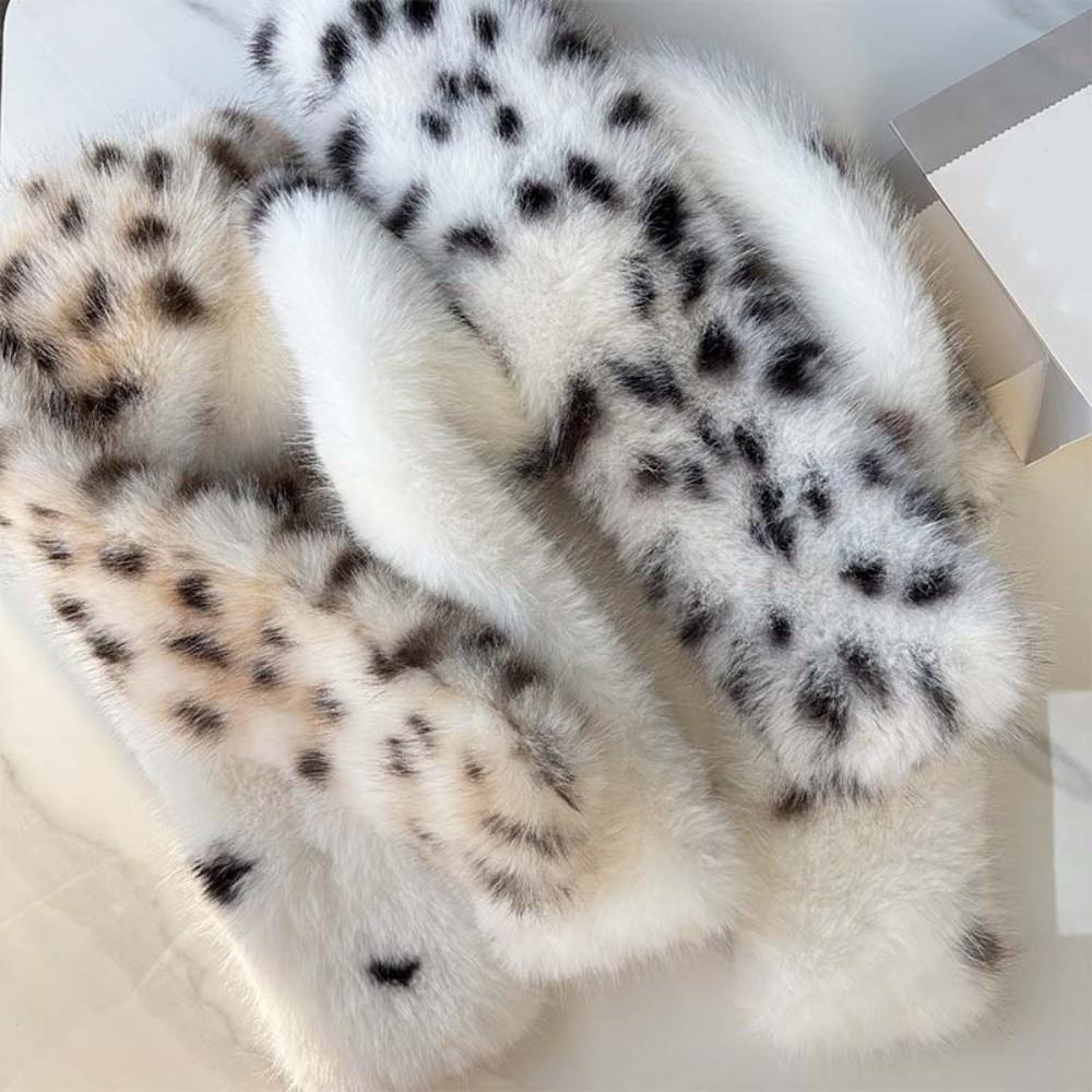 Cozy Skin Friendly Spotted Bucket Cap Thick Warm Plush Neck Warmer Leopard Scarf Outdoor Travel