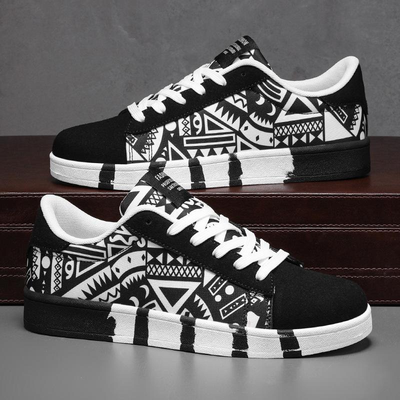 Men Shoes Spring 2026 Canvas Sneakers Casual Breathable Walking Flat Street Trend Sport Shoes Graffiti Non-slip Vulcanized Shoes