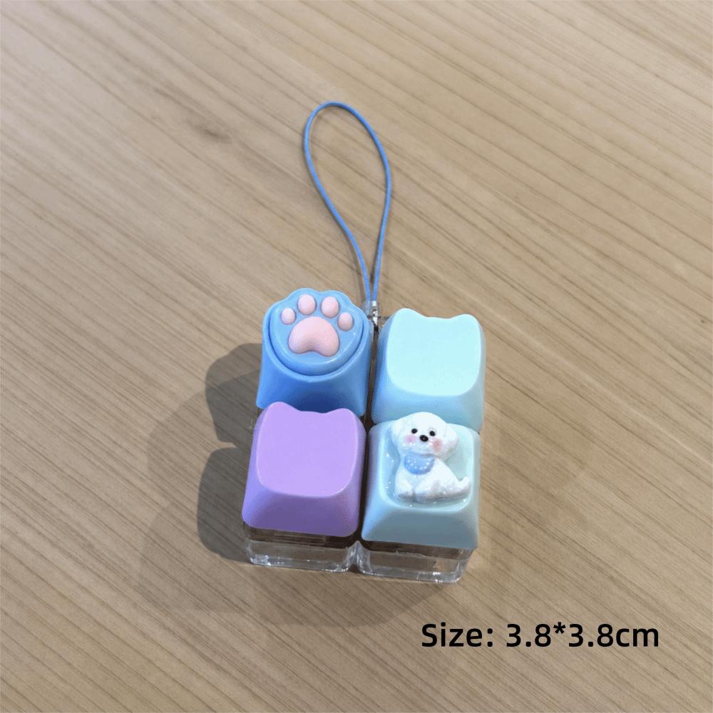 Plastic Fidget Buttons Pendant Cat Paw Fidget Clicker Keychain  Pass The Boring Time