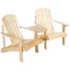 Adirondack Solid Wood Garden Chair with Table and Parasol Hole, 2-seater Garden Armchair, Seating Group, Garden Furniture for Balcony