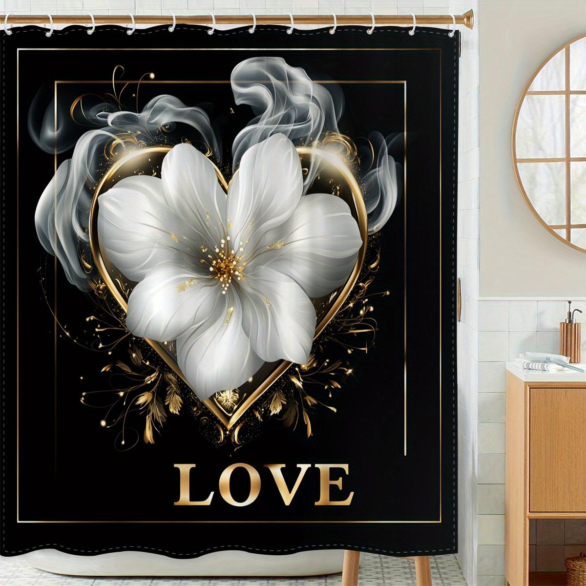 

1Pc Exquisite Floral Digital Printed Shower Curtain, Made Of Polyester Fabric With Hooks, Bathroom Accessories, Suitable For All W60H190(CM)-1 Pcs