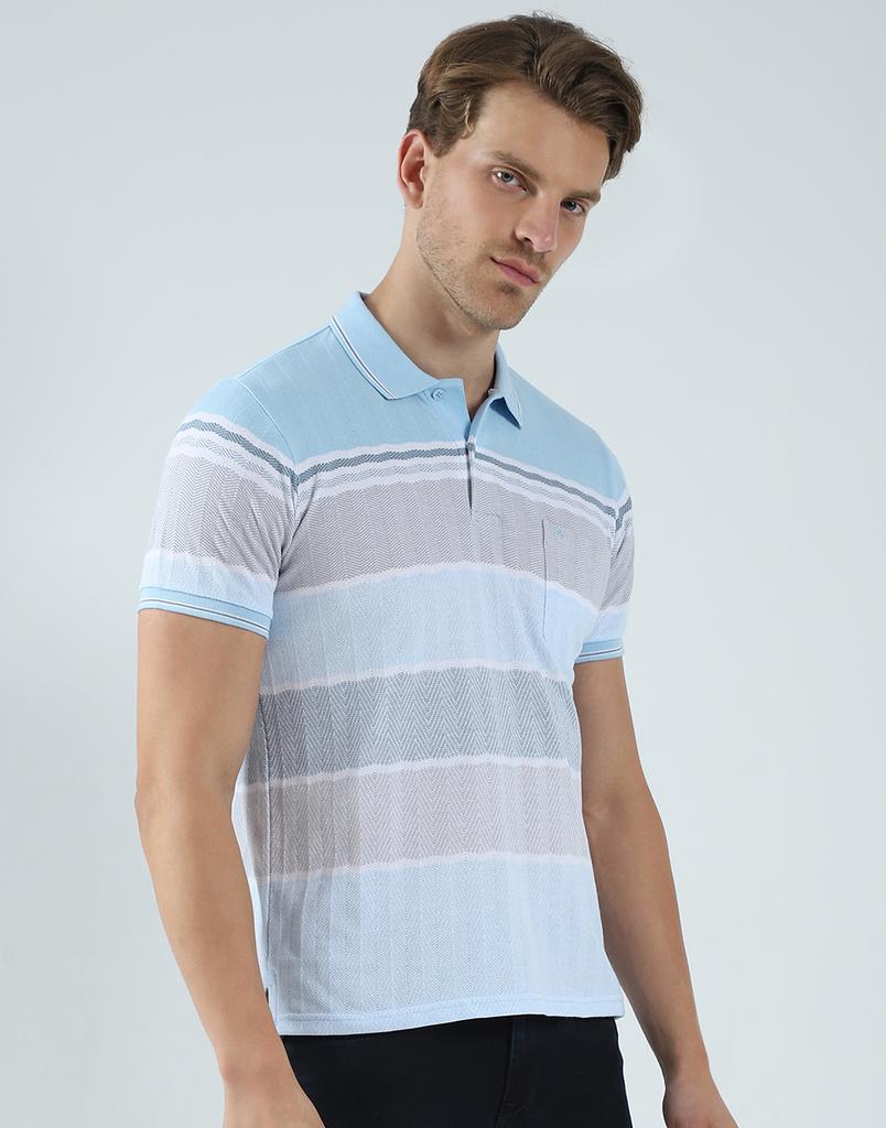 Monte Carlo Mens Striped Collar Neck T-Shirt