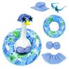 Inflatable Goose Pool Float with Five-Piece Bikini Set Includes Hat Sunglasses Top Skirt and Swim Ring for Summer Water Activities
