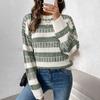 Autumn and Winter Women's Casual Stripe Clashing Sweater