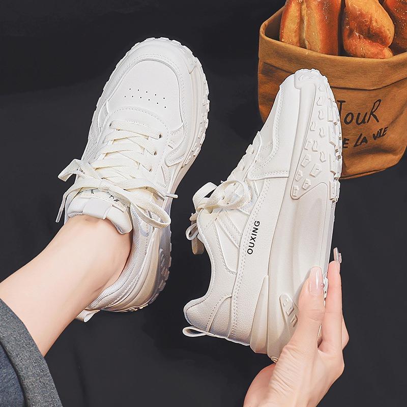 Leather Low-top Dad Shoes Women's Autumn New Platform-soled Student Sports Shoes Heightening Casual Shoes