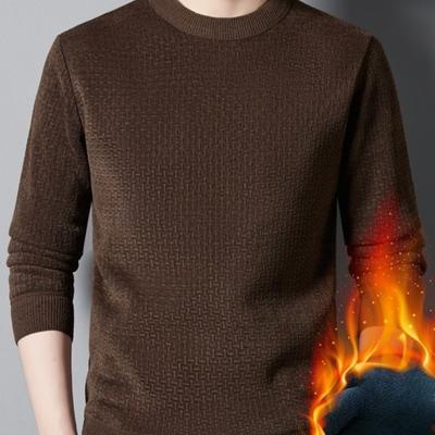 Maglione a maniche lunghe da uomo giovane e di mezza età, primaverile e autunnale, in ciniglia a fiori osso, spesso e con velluto, slim e bello, da indossare sotto