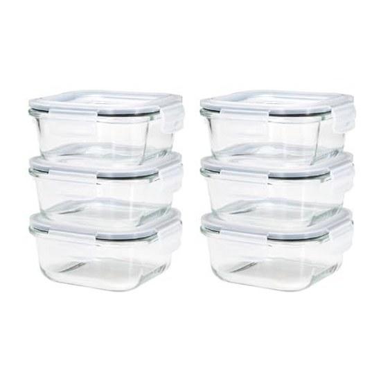heat-resistant glass storage container square 520ml set 6 meal prep freezer safe microwave dishwasher boiling water sterilization atomico
