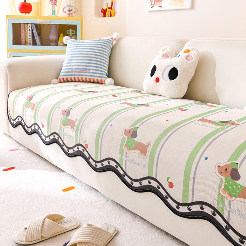 

Cartoon ice silk sofa cushion 2025 new summer special-shaped sofa mat seat cushion cool non-slip sofa cover cloth towel 30 * 50Cm waist pillowcase