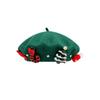 Solid Color Christmas Beret Hat Wool Winter Painter Hats New Wool Beanie Cap  New Year