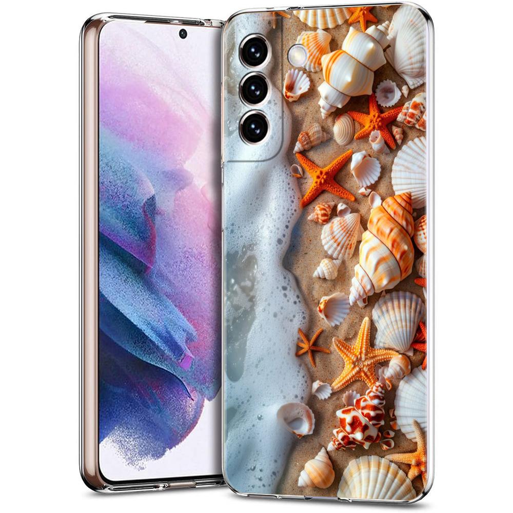 

Прозрачный чехол-бампер для Samsung Galaxy S25 S24 S23 S22 S20 S21 FE Ultra S24 S23 S10 S10E Plus с узором Ракушка Морская звезда for Samsung S25