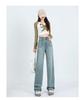 2024 Summer Women's Plus Size High Waist Wide-Leg Retro Straight Jeans