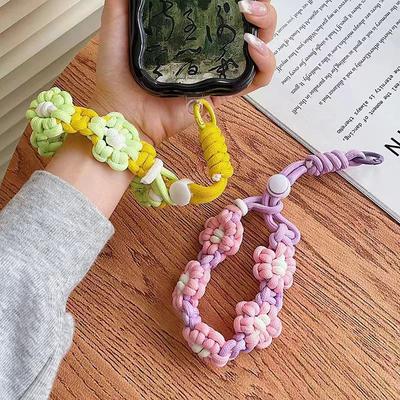 Floral Braided Wrist Strap Mobile Lanyard for Anti-Loss Fashion Statement
