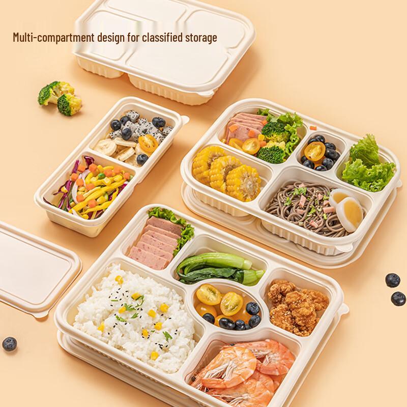 Degradable 4-Compartment Disposable Lunch Box