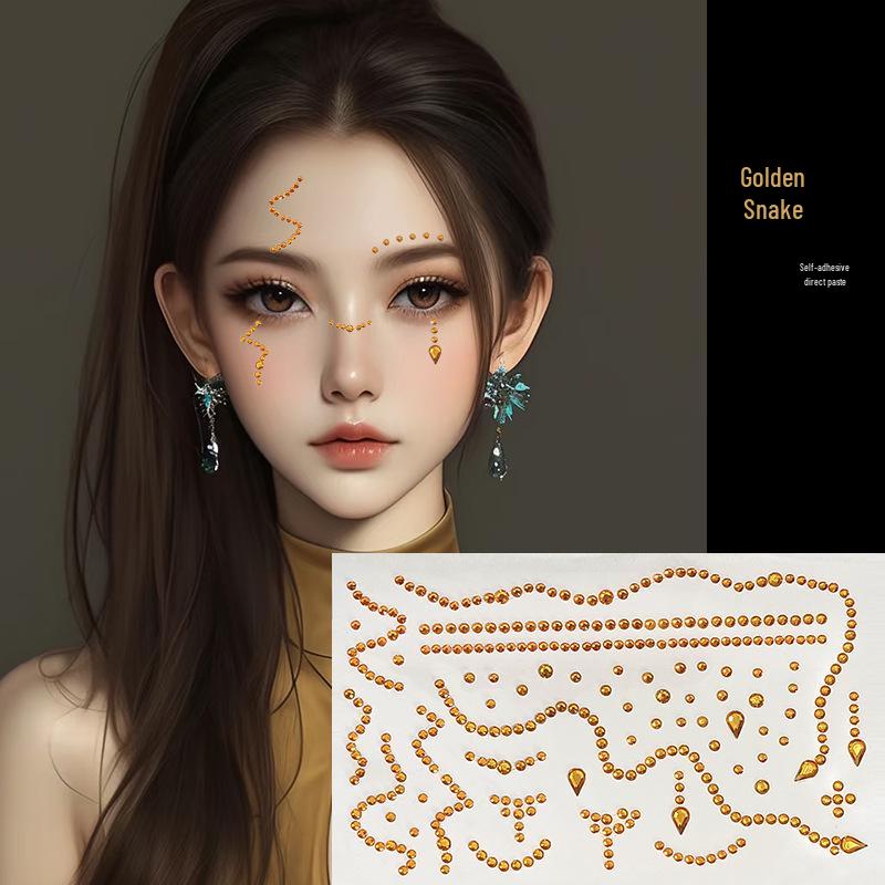 

Self-Adhesive Rhinestone Eye & Face Makeup Set: Lip, Eyebrow, and Teardrop Pearls