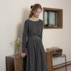 Peulaudeumali Pm_Tie-Strap Knit Top And Skirt Two-Piece Set_Charcoal