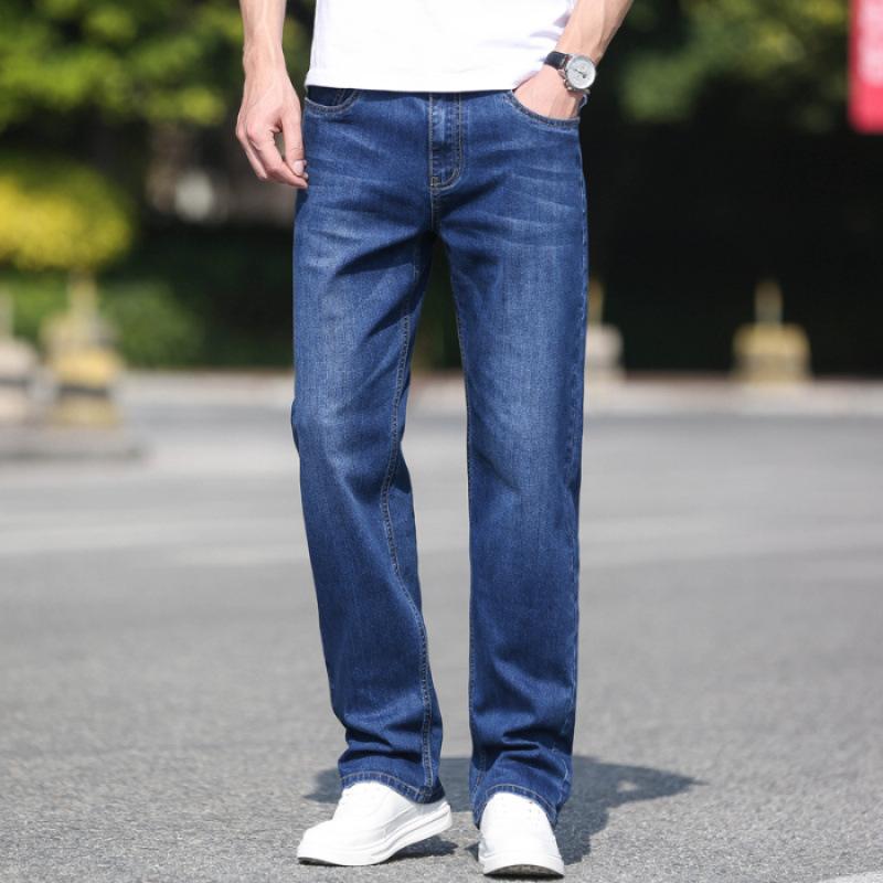 Autumn and Winter Fleece Thickened Jeans Spring and Autumn Business Loose Straight Pants Elastic Pants