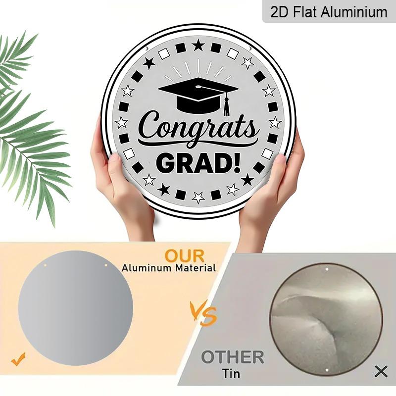 2D Flat Aluminum Graduation-themed Wall Hangings, Available in Multiple Sizes, Featuring A Black and White Badge-style Design, Are A Perfect Choice