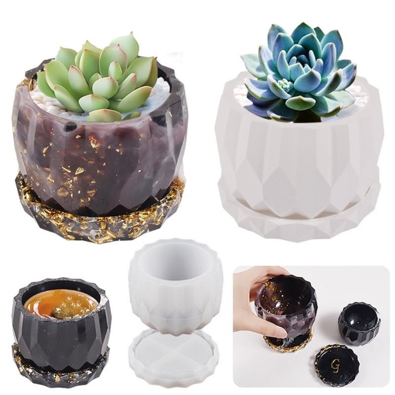 Round Gypsum Silicone Mold DIY Succulents Concrete Flower Pot Vase Plaster Cement Molds Clay Candle Holder Mould Decor