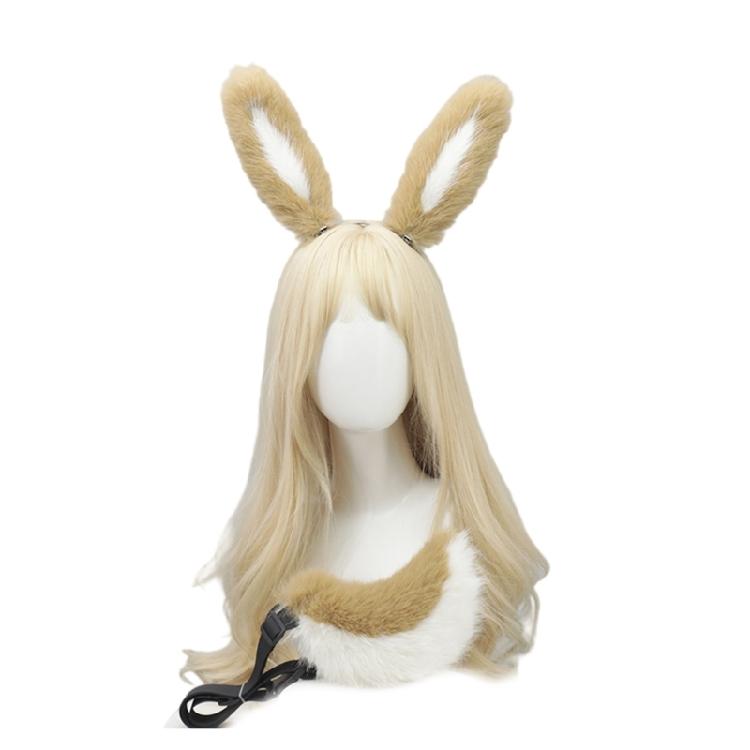 Bandeau Oreilles de Lapin Queue d'Animal Faite à la Main Headwear Oreilles de Lapin Longues Accessoires Cosplay Anime Queue de Lapin