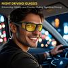 Night Driving Glasses Fit Over for Men Women, Anti Glare Polarized Night Vision Glasses, Wrap Around HD Yellow Lens