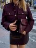 European and American Women's Retro Stand Collar Double-Breasted Short Jacket