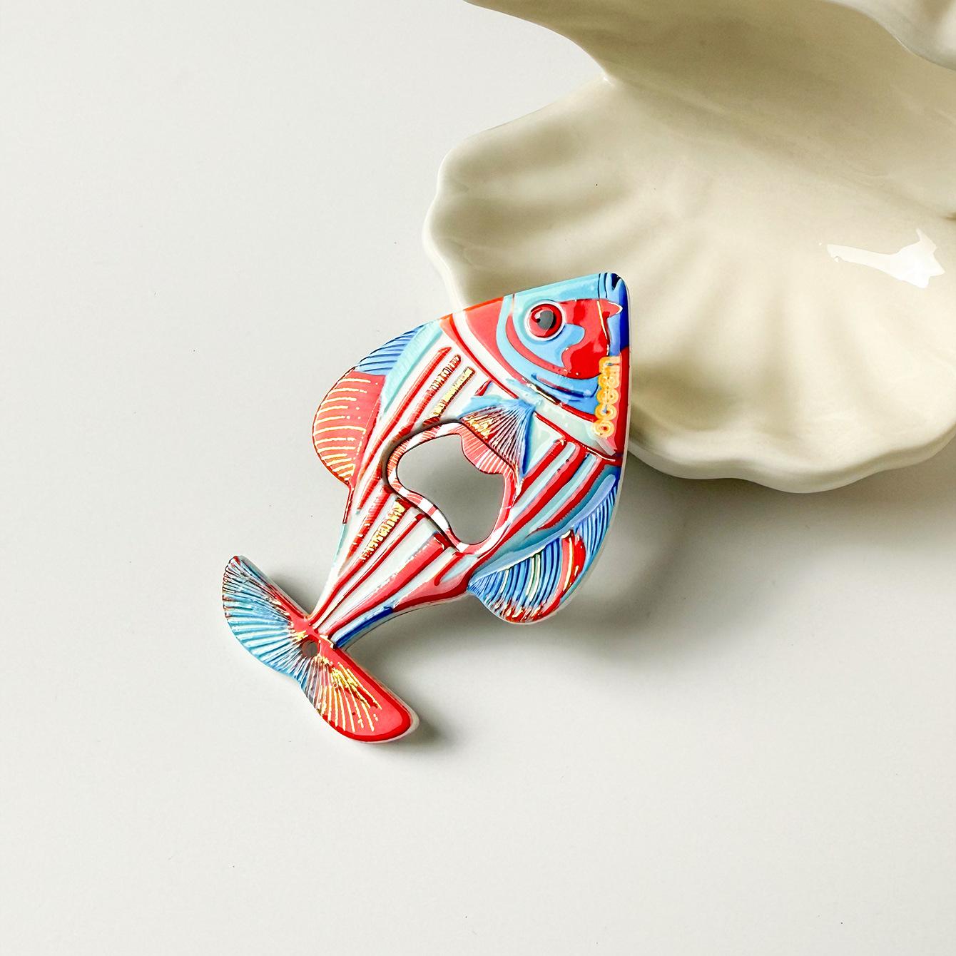 

Ретро цвет креативная открывалка для бутылок в виде рыбы бронзовое тиснение наклейка на холодильник открывалка для бутылок