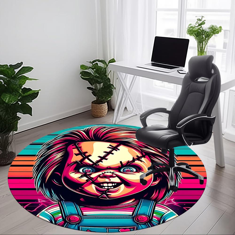 1pc Chucky Doll, Horror Chair Carpet for Office Non Slip, Machine Washable Rug for Office, Room Holiday Decor for Christmas, Birthday Polyester