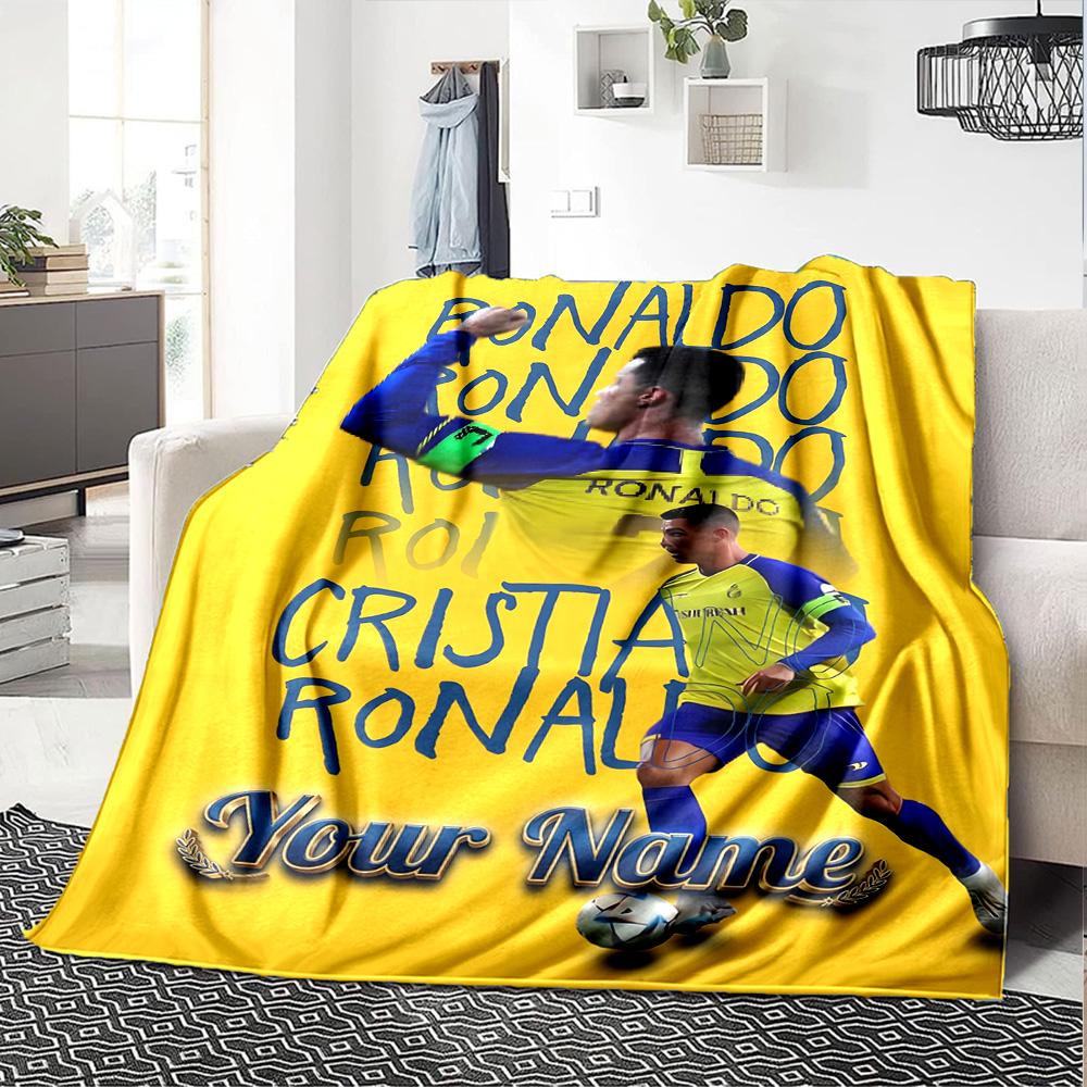 1pc Number 7 Soccer Blanket with Custom Name, Gift, for Men and Women, Soft Blanket, Good for Sofa Bed Couch Travel, Lightweight Flannel Blanket