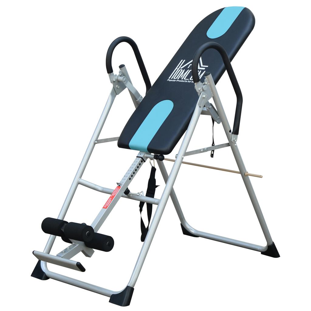 Inversion Table, Foldable Weight Training, Adjustable Safety Belt, Steel, Silver and Black