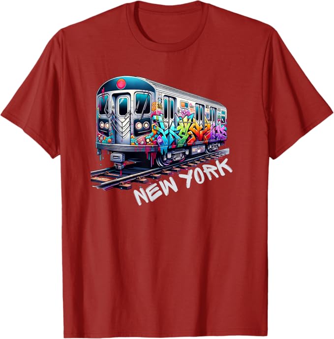 New York Train Graffiti Style NYC Subway Car Retro Vintage T-Shirt Men Women Summer Fashion Vintage Cotton Crew Neck T-shirt