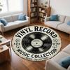 Vintage Schallplatten Flanell-bedruckte runde Fußmatten sind rutschfest Geeignet Wohnzimmer Schlafzimmer Terrasse Garten Teppiche