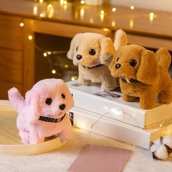 Kids Electric Plush Dog Toy Interactive Barking Nodding Movable Tail Walking Puppy Plushie Toddlers Educational Simulation Stuffed Animal Toy