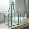 Transparent PVC Storage Bag Carry Handles Clear Toiletry Zippered Pouch