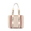 Used WOODY Medium Tote Tote Bag Canvas Leather Beige Brown Used Women