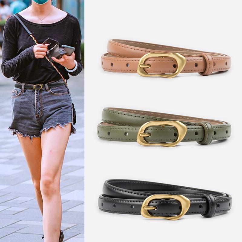 Genuine Leather Women's Thin Belt Cowhide Jeans Skirt Casual Pants Belt Belt Wide Waist Seal