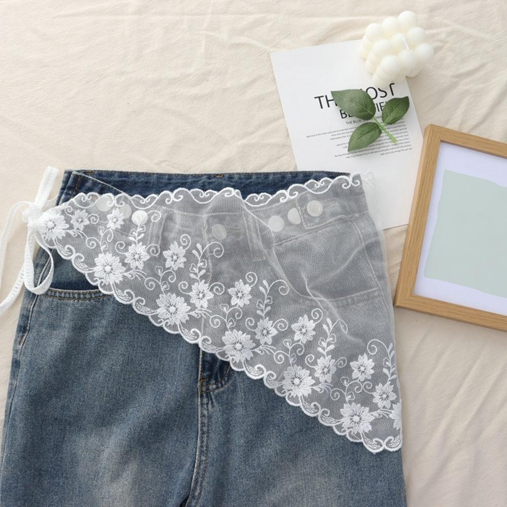 Lace Trim Triangle Short Skirt Soft Lace Butt Curtain Skirt New Waist Scarf For Women