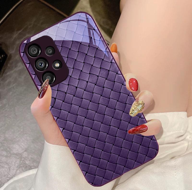 Simple Checkered Black For Samsung Galaxy S10 4G S20 11E 30 S21 21Fe 22 S24 Pro S23 Ultra 5G S8 S9 Tempered Glass Phone Case