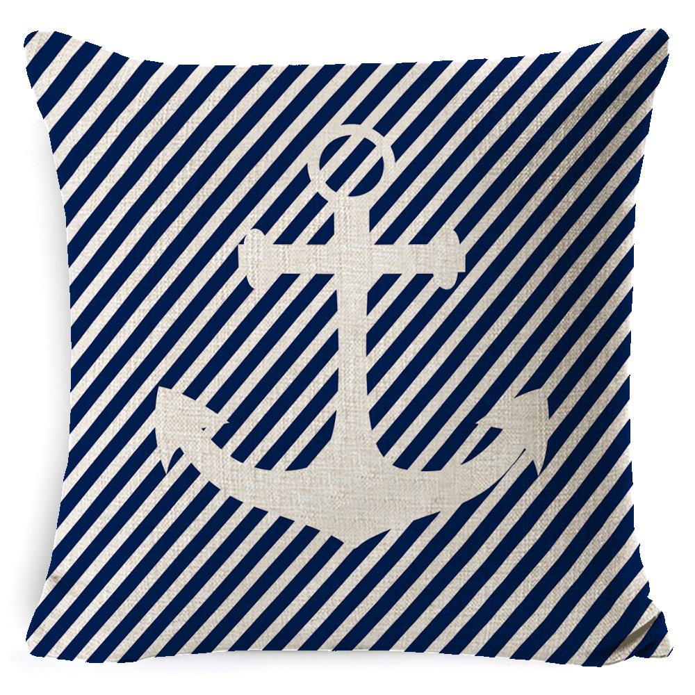 Cushion Cover Ocean Anchor Linen Pillow Cover Simple Sailing Sofa Living Room Pillow Cover Premium Durable Quality