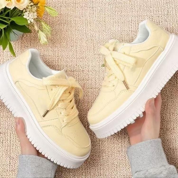 Women's Shoes Platform Spring New Heightening Shoes Niche Versatile Leisure Campus Student Appearance Women's Board Shoes