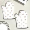 2PS 10.6*6.7in Bow Pattern Oven Mitt2PS Heat Blocking 2PSkid Free Charming Exqui2PSite Dainty Marve
