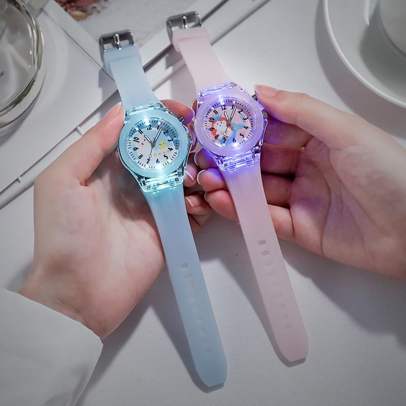 UTHAI BK146 Neue Cartoon Tier Kinderuhr mit Leuchtlicht, Silikon Blinklicht, Quarz Kinderuhr