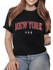 New York Graphic Printed Women's T-shirt Casual Short Sleeve Top Crew Neck Soft Adorable Tees Tops LA Fashionable Letter T-shirt