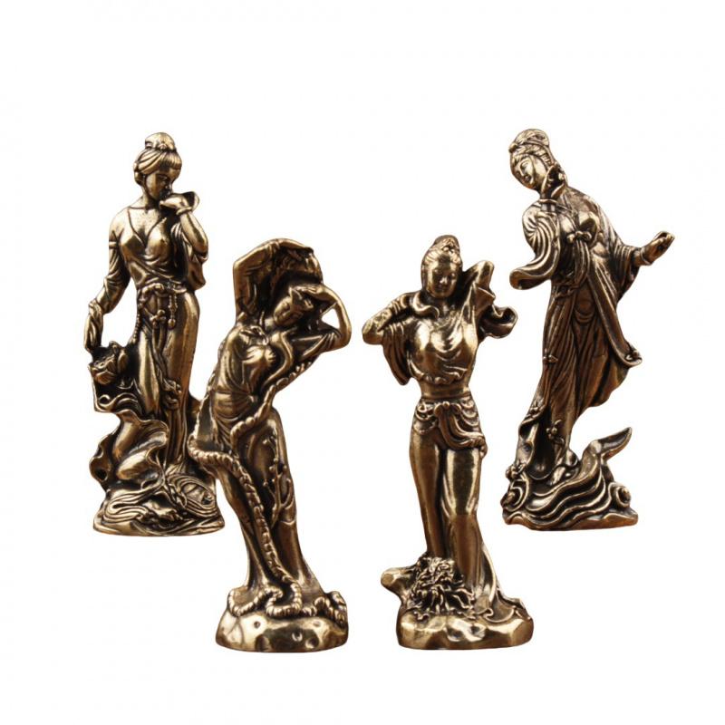Brass Ancient Four Beauties Copper Desktop Decoration Antique Miscellaneous Figures Statue Crafts Small Bronze Who