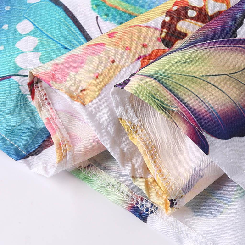 Women's V-Neck Ink Print Butterfly Dress with Pockets, Long Sleeve Summer Style