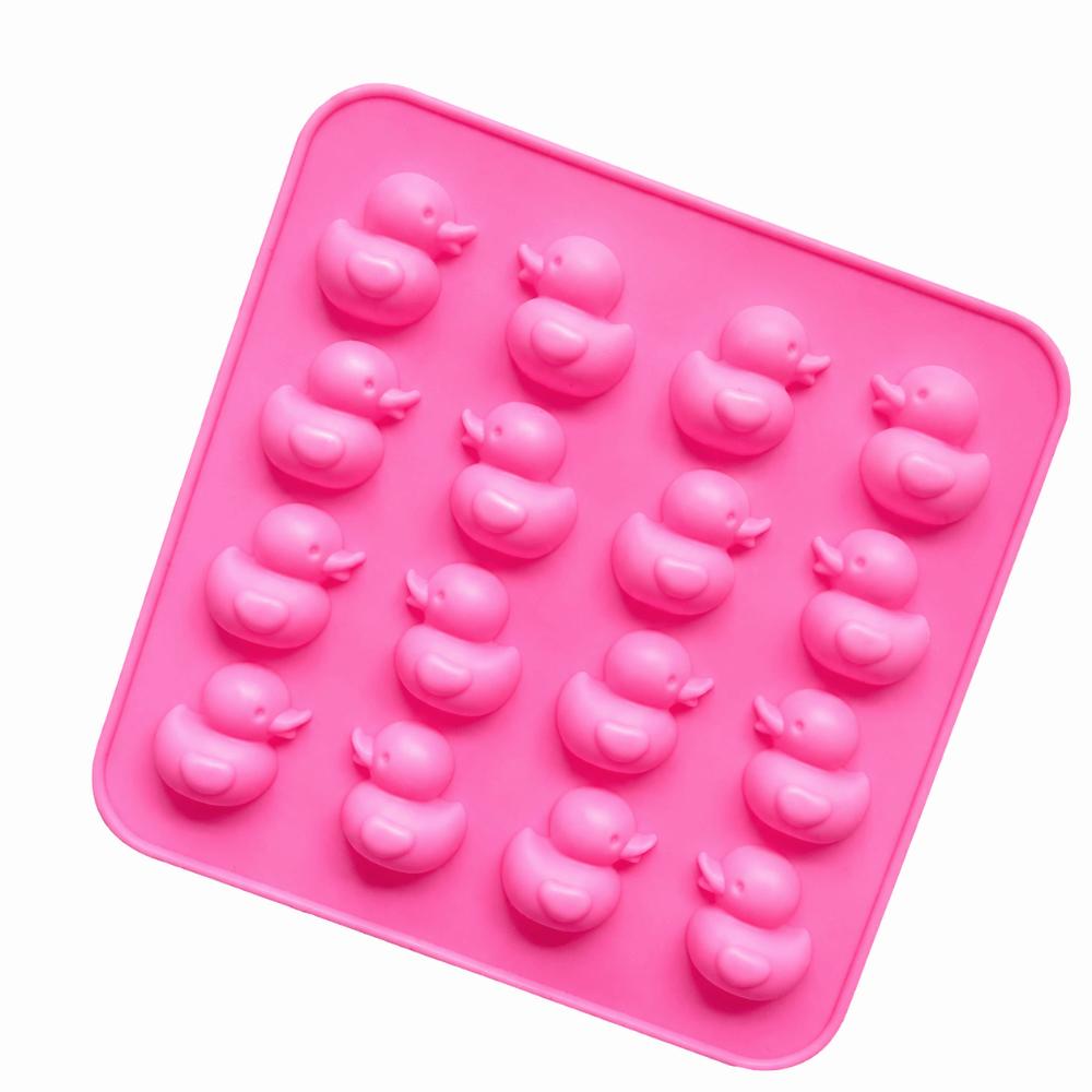 Animal Cake Cartoon Duck Silicone Mold 16-Cavity Flexible Chocolate Mold Trapezoid Shape BPA Free Baking Mold For Baking