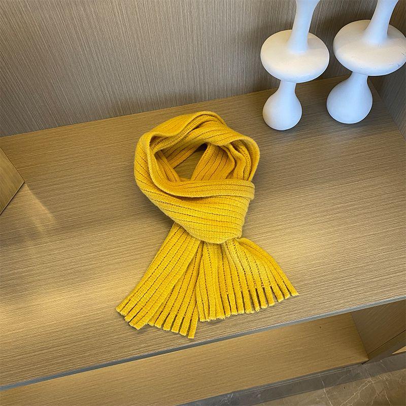 Sciarpa a Coste Invernale per Bambini Colore Unito Scaldacollo Caldo in Maglia Sciarpa Morbida con Frange per Bambini e Bambine
